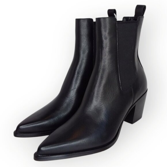 Dolce Vita Shadie H2O Bootie Black Leather Size 7 Pointed Toe Western Boho NWT - Picture 5 of 13